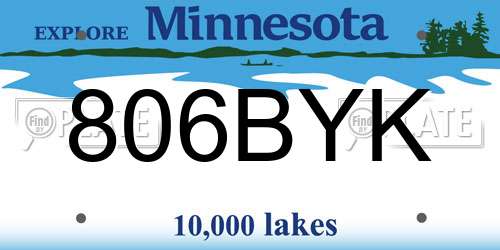 806BYK Minnesota License Plate