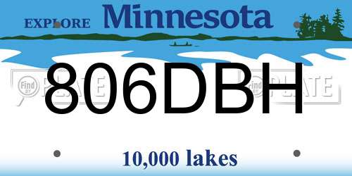 806DBH Minnesota License Plate