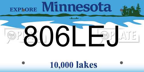 806LEJ Minnesota License Plate