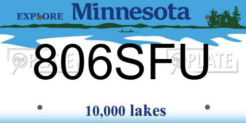 806SFU Minnesota License Plate