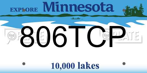806TCP Minnesota License Plate