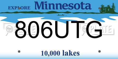 806UTG Minnesota License Plate