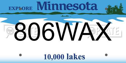 806WAX Minnesota License Plate