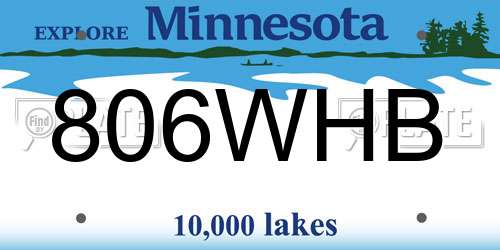 806WHB Minnesota License Plate