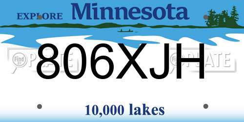 806XJH Minnesota License Plate