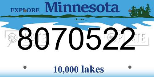 8070522 Minnesota License Plate