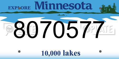 8070577 Minnesota License Plate