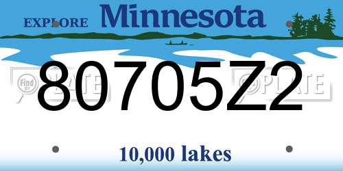 80705Z2 Minnesota License Plate
