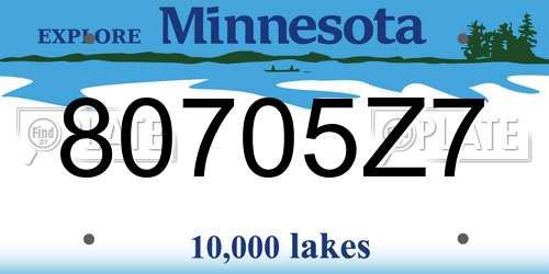 80705Z7 Minnesota License Plate