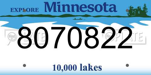 8070822 Minnesota License Plate