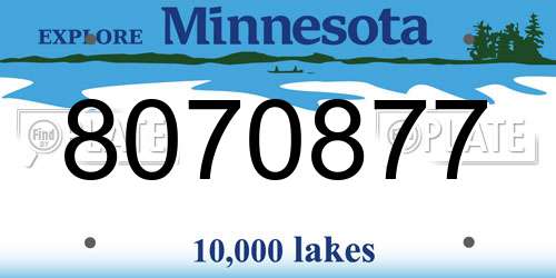 8070877 Minnesota License Plate