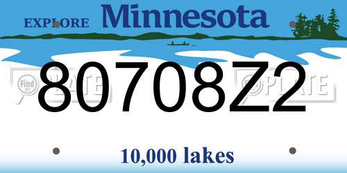 80708Z2 Minnesota License Plate