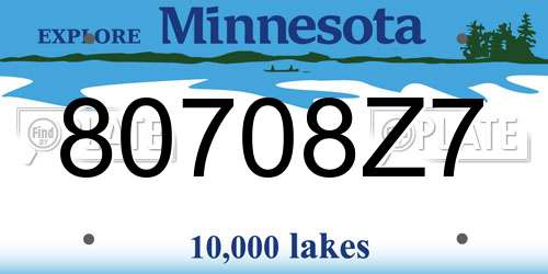 80708Z7 Minnesota License Plate