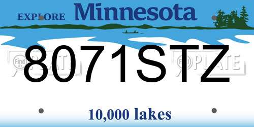 8071STZ Minnesota License Plate