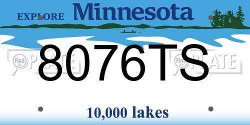 8076TS Minnesota License Plate