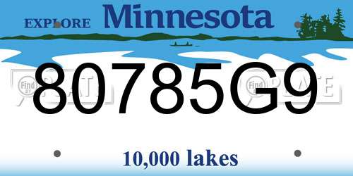 80785G9 Minnesota License Plate