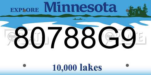 80788G9 Minnesota License Plate