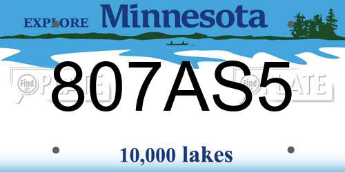 807AS5 Minnesota License Plate