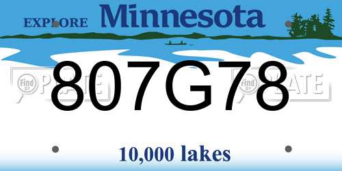 807G78 Minnesota License Plate