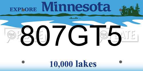807GT5 Minnesota License Plate