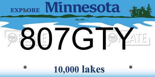 807GTY Minnesota License Plate