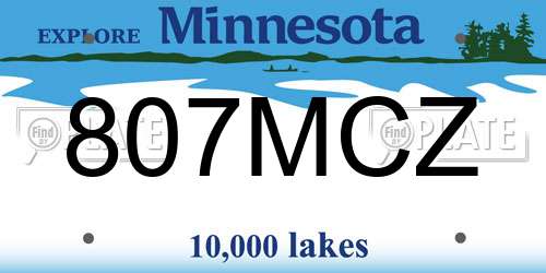 807MCZ Minnesota License Plate