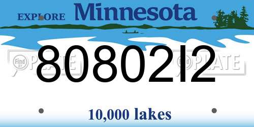 80802I2 Minnesota License Plate
