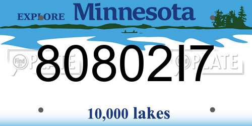 80802I7 Minnesota License Plate