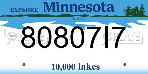 80807I7 Minnesota License Plate