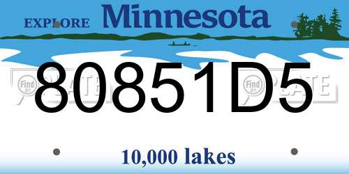 80851D5 Minnesota License Plate