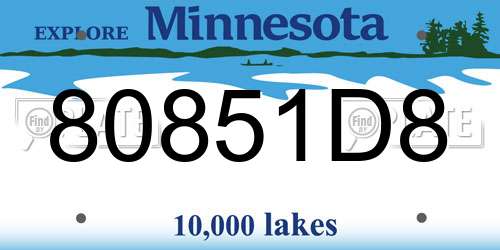 80851D8 Minnesota License Plate