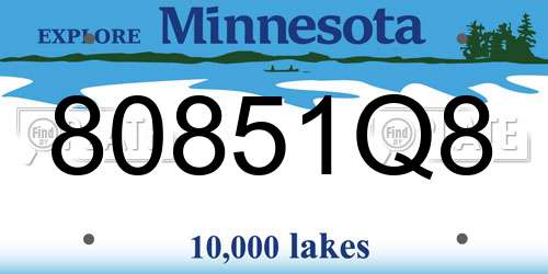 80851Q8 Minnesota License Plate