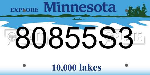 80855S3 Minnesota License Plate