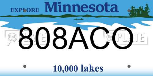 808ACO Minnesota License Plate