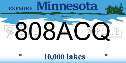 808ACQ Minnesota License Plate