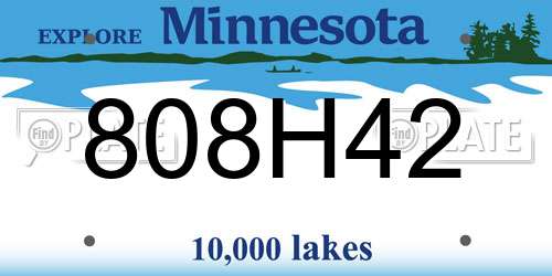 808H42 Minnesota License Plate