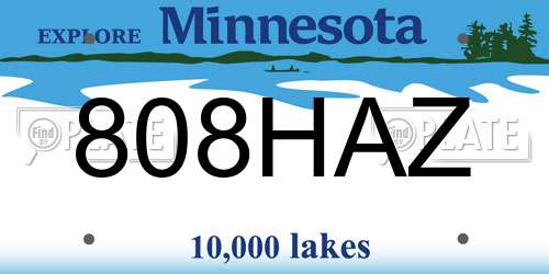 808HAZ Minnesota License Plate