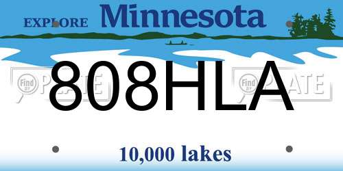 808HLA Minnesota License Plate