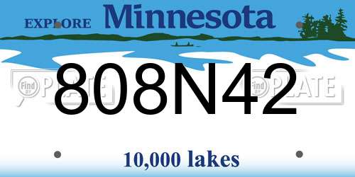 808N42 Minnesota License Plate