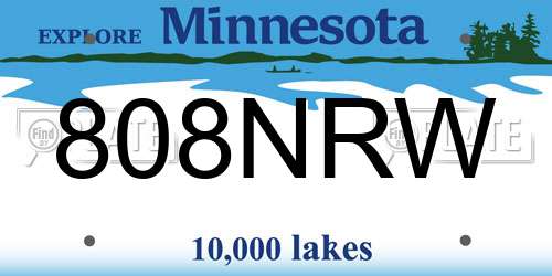 808NRW Minnesota License Plate
