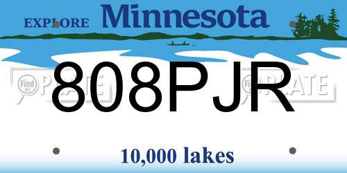 808PJR Minnesota License Plate