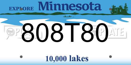 808T80 Minnesota License Plate