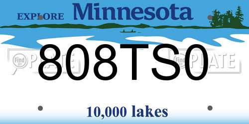808TS0 Minnesota License Plate