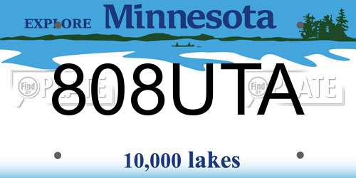 808UTA Minnesota License Plate