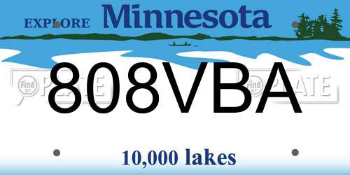 808VBA Minnesota License Plate