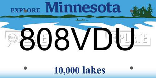 808VDU Minnesota License Plate