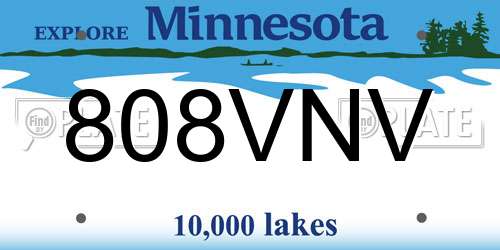 808VNV Minnesota License Plate