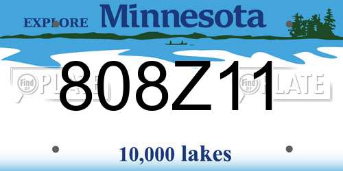 808Z11 Minnesota License Plate