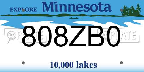 808ZB0 Minnesota License Plate