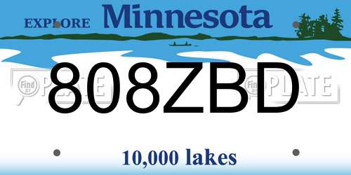 808ZBD Minnesota License Plate